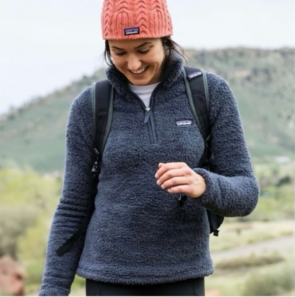 Patagonia Womens Los Gatos 1/4 Zip Fleece Smoulder Blue Jacket Size XS